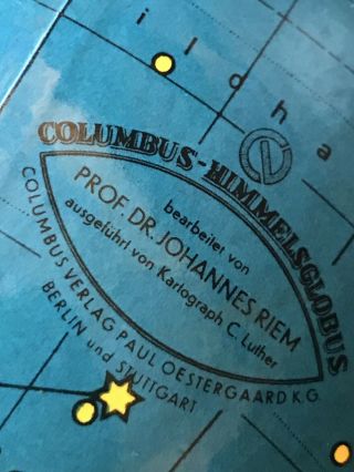 Vintage Columbus Verlag Paul Oestergaard Berlin Celestial Globe Himmelsglobus 11