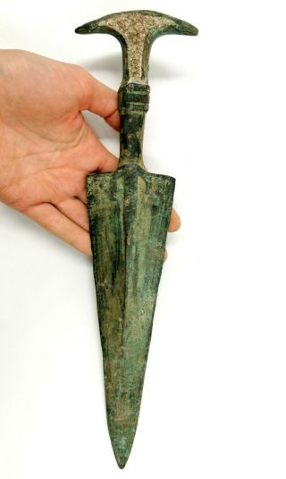 Important Greek Archaic Ca.  800bc Bronze Sw@rd With Bone Inlay Handle - Rare R181