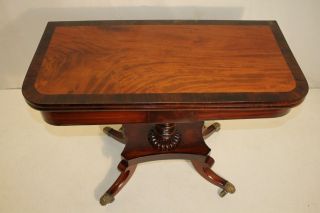 Antique English Regency Style Mahogany Game Card Table,  Early 19th Century