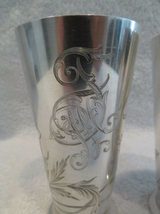 Gorgeous 1900 84 russian silver 2 beakers art nouveau st 192g 6,  77oz 2