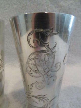Gorgeous 1900 84 russian silver 2 beakers art nouveau st 192g 6,  77oz 3