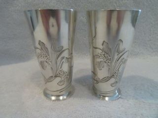 Gorgeous 1900 84 russian silver 2 beakers art nouveau st 192g 6,  77oz 4