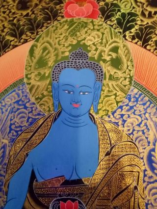 Rare MasterPiece Handpainted Tibetan Medicine Buddha thangka chinese Painting 2