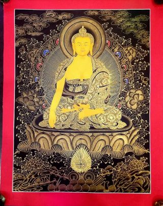 Rare Masterpiece Handpainted Tibetan Shakyamuni Buddha Thangka Chinese Painting