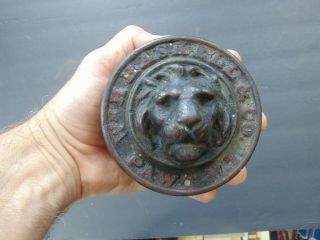 ANTIQUE LION FACE CAST IRON WINDMILL WEIGHT 5