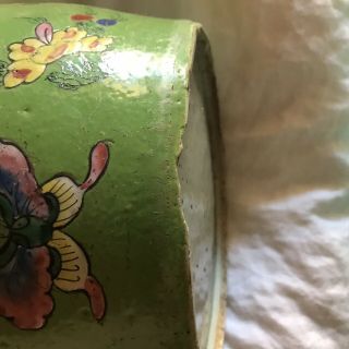 Antique Chinese GINGER JAR VASE Green Floral PAINTING & COLORS 9
