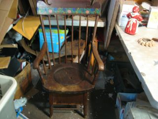 Antique Handmade Wooden Adult Commode / Potty Chair 3
