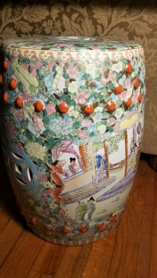 Antique Chinese 19th/20th Century Famille Rose Medallion Porcelain Garden Seat