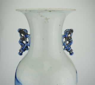 LARGE Antique Chinese Blue and White Porcelain Twin Handled Vase 19th C 44cm 6