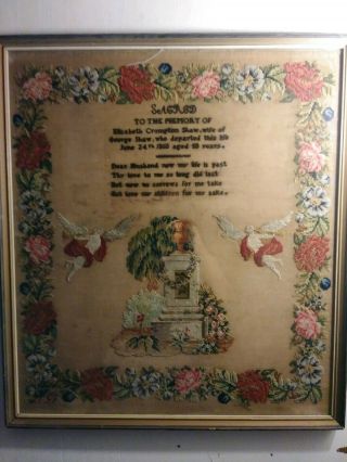 Antique English Mourning Sampler 1850 - Crompton Shaw