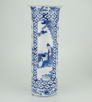 LARGE Antique Chinese Blue and White Porcelain Sleeve Vase KANGXI 19th C 3