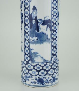 LARGE Antique Chinese Blue and White Porcelain Sleeve Vase KANGXI 19th C 4