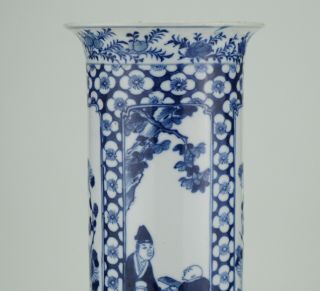 LARGE Antique Chinese Blue and White Porcelain Sleeve Vase KANGXI 19th C 5