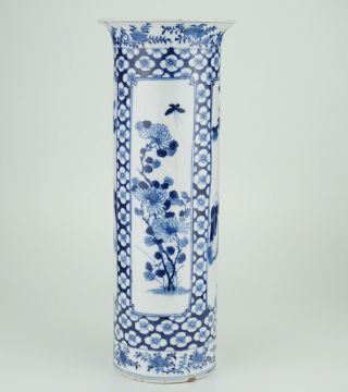 LARGE Antique Chinese Blue and White Porcelain Sleeve Vase KANGXI 19th C 6
