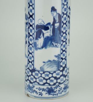 LARGE Antique Chinese Blue and White Porcelain Sleeve Vase KANGXI 19th C 8