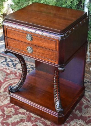 1930s English Regency Red Mahogany Bedside end tables / nightstands 3