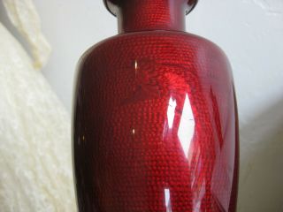 Pair Fine Old Japanese Pigeon Blood Cloisonne Enamel Ginbari Lamps Vases w/Birds 8