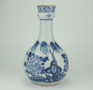 Antique Chinese Blue And White Porcelain Garlic Mouth Goblet Vase 18thc Qianlong
