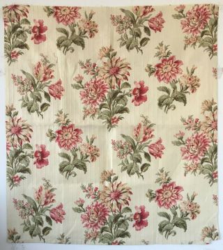 Absolutely 19th C.  French Botanical Floral Cotton Fabric.  (2604)