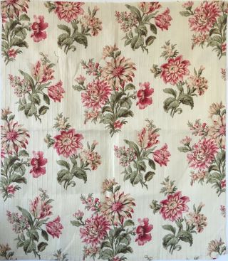 Absolutely 19th C.  French Botanical Floral Cotton Fabric.  (2604) 2