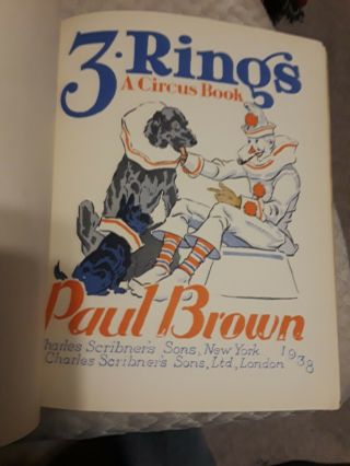 RARE ' 3 Rings: A Circus Book ' 1938 by Paul Brown IN 4