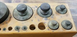 Vintage Brass Weights in Fitted Wood Box 4