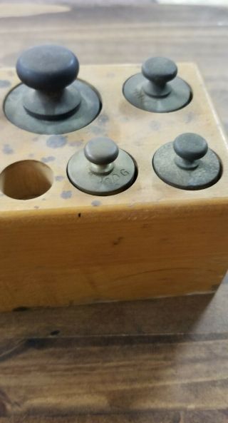 Vintage Brass Weights in Fitted Wood Box 5