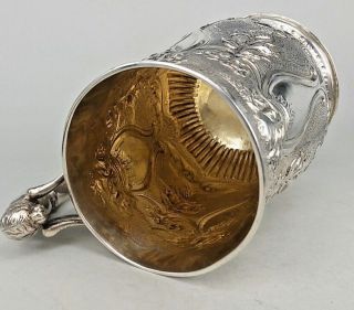 George III 1792 silver tankard decorated with demon faces & Harpy figure handle 11