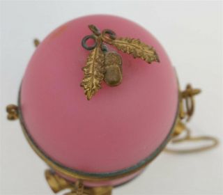 Antique Palais Royal French Ormolu Bronze Pink Opaline Glass Egg Casket Perfume 5