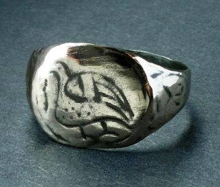 Ancient Medieval Æ Ring With Bird Engraving