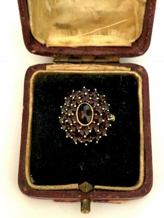 Vintage Rare Imperial Russian 14k Gold 56 Garnet Ring Fa Signed Vintage Box