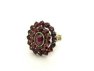 Vintage Rare Imperial Russian 14K Gold 56 Garnet Ring FA signed Vintage Box 8