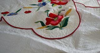 Antique Vintage Hand Stitched Floral Applique Quilt 9