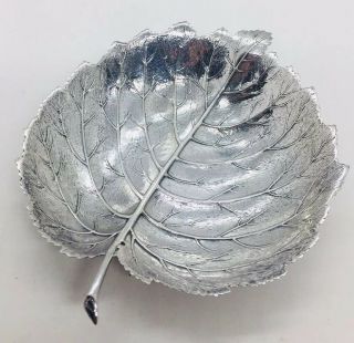Gianmaria Buccellati Italy Vintage Sterling Silver Leaf Dish 2