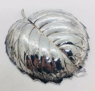 Gianmaria Buccellati Italy Vintage Sterling Silver Leaf Dish 3