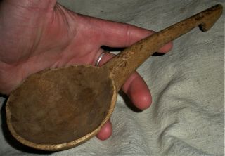 Antique C.  1600s - 1700s Iroquois Native American Indian Carved Wood Ladle Vafo