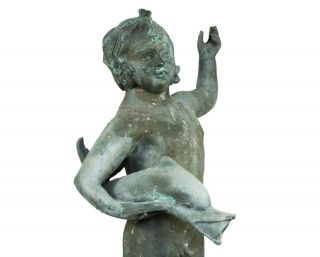 Large 19th Century Roman Grand Tour Bronze Boy & Dolphin 3