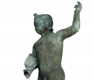 Large 19th Century Roman Grand Tour Bronze Boy & Dolphin 4