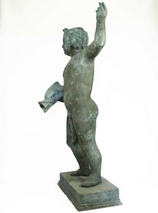 Large 19th Century Roman Grand Tour Bronze Boy & Dolphin 9