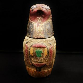 Antique Egyptian Ancient Falcon Son Of Horus Canopic Jar,  Organs Storage Statue