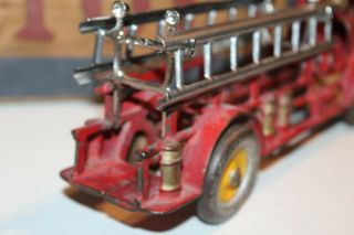 LARGE VINTAGE 1930 ' s 525 HUBLEY CAST IRON LADDER FIRE TRUCK with DRIVER 8