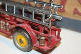 LARGE VINTAGE 1930 ' s 525 HUBLEY CAST IRON LADDER FIRE TRUCK with DRIVER 9