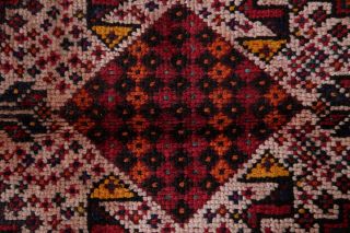 Antique Qashqai Persian Tribal Area Rug Geometric DEEP Red Hand - made Nomad 7x10 10