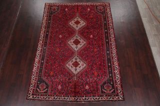 Antique Qashqai Persian Tribal Area Rug Geometric DEEP Red Hand - made Nomad 7x10 2
