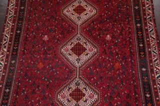 Antique Qashqai Persian Tribal Area Rug Geometric DEEP Red Hand - made Nomad 7x10 3