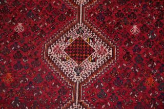 Antique Qashqai Persian Tribal Area Rug Geometric DEEP Red Hand - made Nomad 7x10 4