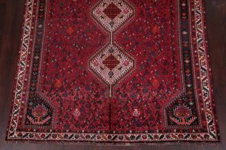 Antique Qashqai Persian Tribal Area Rug Geometric DEEP Red Hand - made Nomad 7x10 5