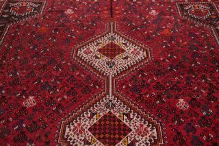 Antique Qashqai Persian Tribal Area Rug Geometric DEEP Red Hand - made Nomad 7x10 8