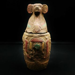 Antique Egyptian Ancient Hapi Son Of Horus Canopic Jar,  Organs Storage Statue