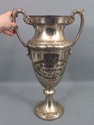 Antique 1926 Large 21in Wallace Silver Plate American - English Rabbit Club Trophy